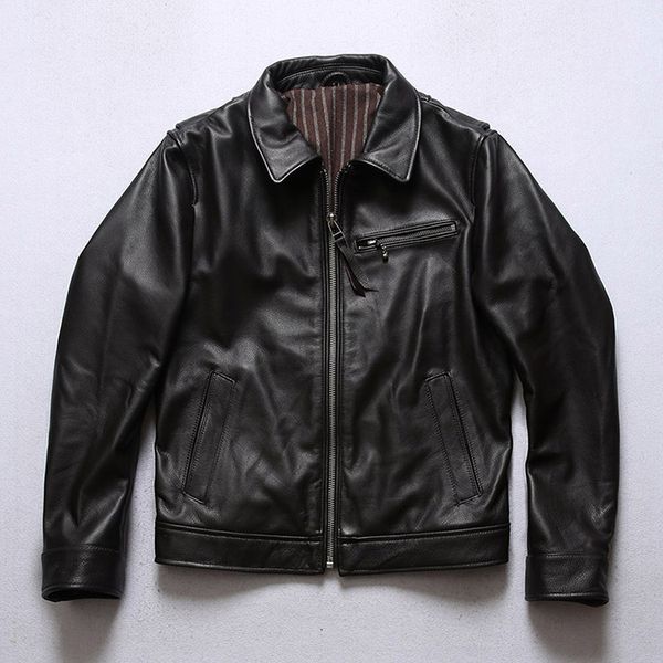 Мужские куртки из натуральной кожи, куртка-бомбер, авиатор, мотоциклетные байкерские пальто, ветровки, пальто, большие размеры 3XL, 4XL, черный
