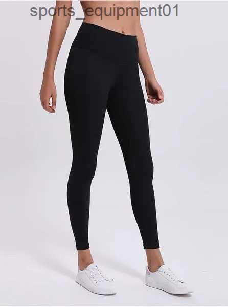 Material nu calças de yoga femininas L-85 cor sólida esportes ginásio wear leggings cintura alta elástica fitness senhora geral collants treino t66i