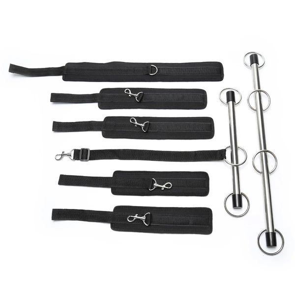 Sex Furniture Sex Furniture BDSM Bondage Set Adult Sex Toys Aço Inoxidável Ajustável Spreader Bar Sex Slave Algemas Sex Toys para Casais 231219