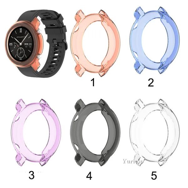 Protezione dello schermo Sottile Cornice Colorata Custodia morbida in TPU Cover protettiva Guscio per Huami Amazfit gtr 42 47mm Accessori per orologi intelligenti LL