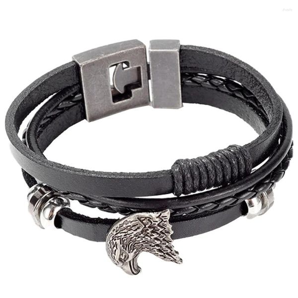 Bracelets de charme Bracelete de águia masculina Cadeia de mão homens retro pulso Bulles Black Ligoy Personalidade