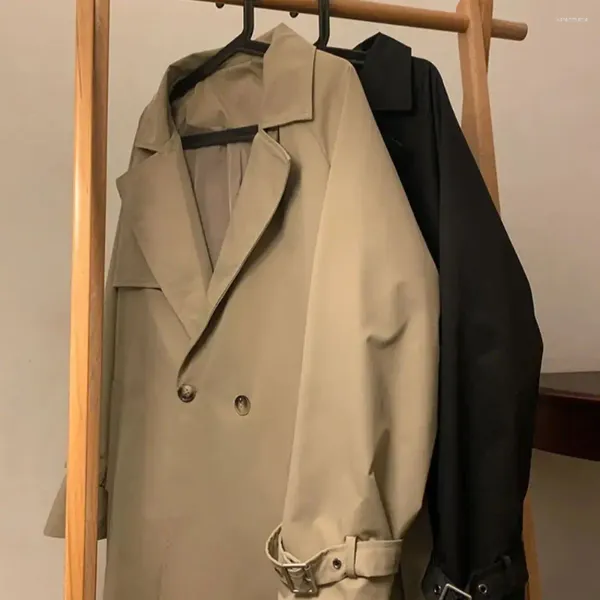 Trench maschile 2023 Giacca invernale Giacca di grandi dimensioni Versione coreana Street Style Solid Colore Streno a vento a metà lunghezza