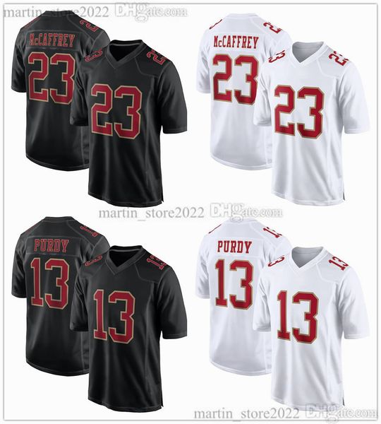 2023/24 Moda Gioco Maglie Calcio 23 Christian McCaffrey 13 Brock Purdy 54 Fred Warner 85 George Kittle 97 Nick Bosa 19 Deebo Samuel 11 Brandon Aiyuk Stitched