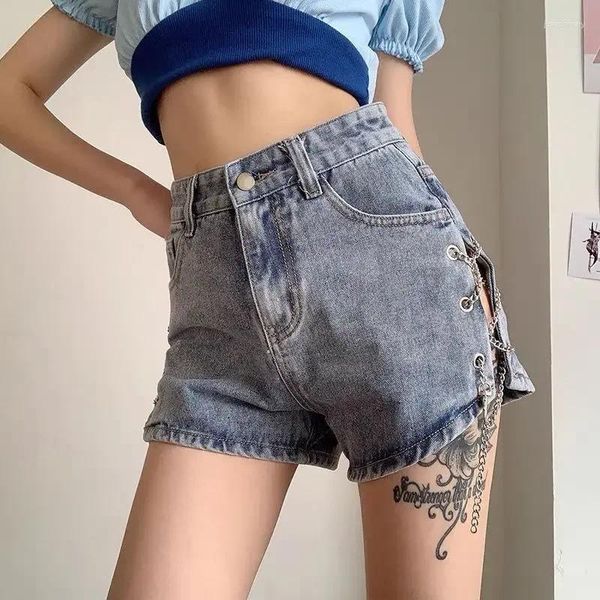 Kadınlar Kot Bahar Yaz Kısa Sonbahar Moda Seksi Yan Tasarım Denim Şort