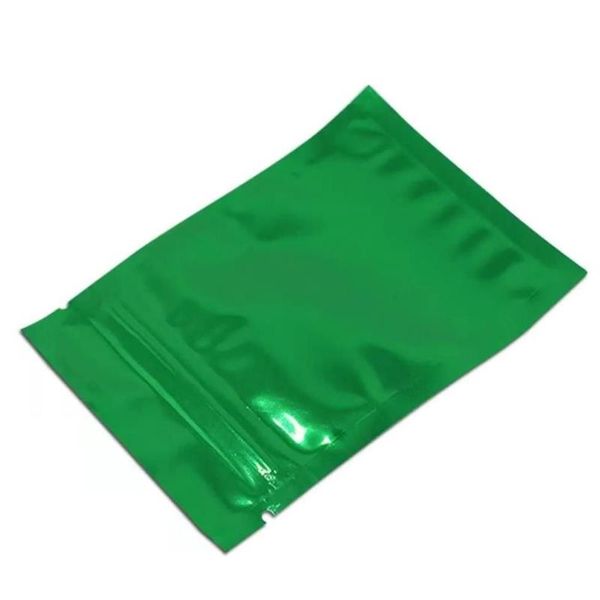 Verde fosco reclosable zip lock saco de pacote de folha de alumínio varejo 200 pçs/lote saco de zíper de alimentos chá lanches à prova de água embalagem mylar folha bxqh
