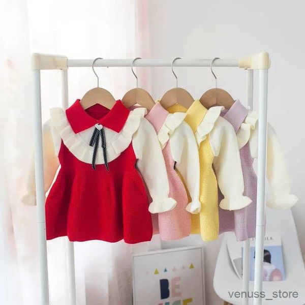 Vestidos da menina novos bebês meninas vestido de malha outono inverno roupas infantis da criança topos camisas para menina recém-nascida criança algodão vestidos de natal