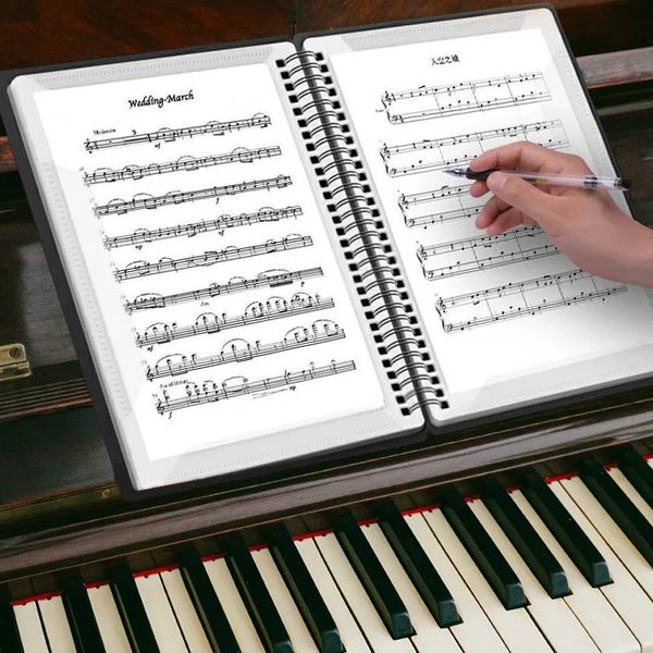 4060 páginas Archivo de carpeta de música impermeable a múltiples capas de plástico Bolsa de plástico Productos de archivos Documento A4 PIANO PANTERIOR Libro 231220