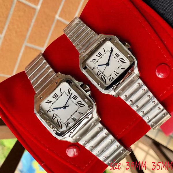 Orologio da uomo di lusso Orologio classico di marca 39mm 35mm Coppia da uomo e da donna Quadrato Relojes Menwatch Donna Relógios Orologio Uomo