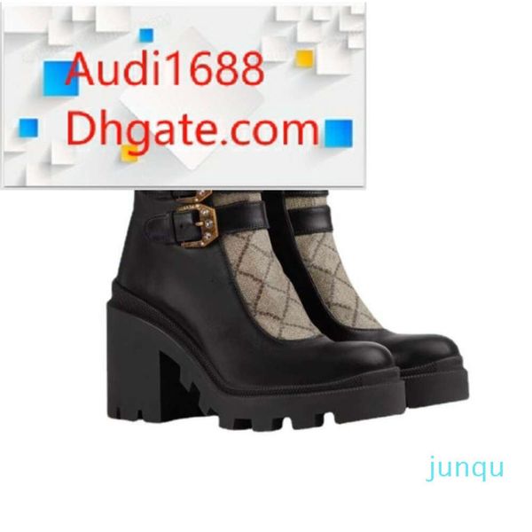 Mulheres botas de joelho designer salto de couro bota de tornozelo de sapatos reais sapatos de moda de inverno outono de borracha de borracha cowboy