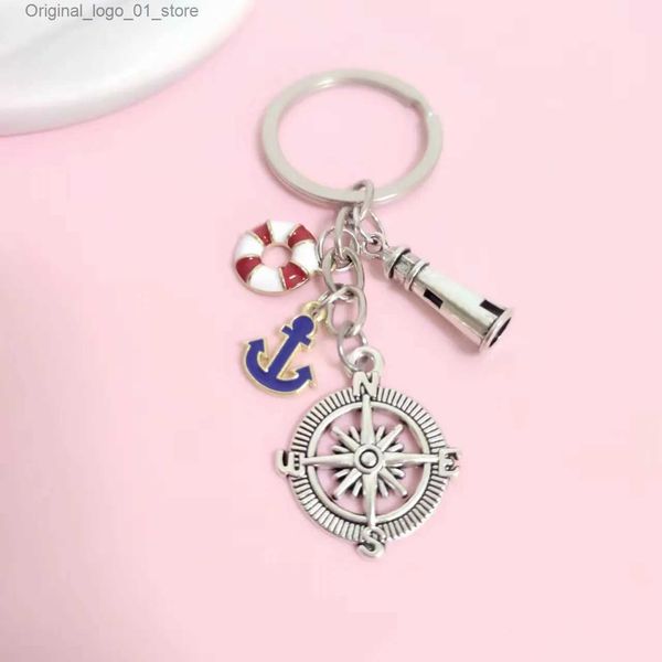 Keychains Lanyards Lighthouse Rescue Circle Schiff Ankerkompass Schlüsselketten Schlüsselrolle Silber Farbe Frauen Schmuck Mann Accessoire Anhänger Fashion Geschenk Q231220