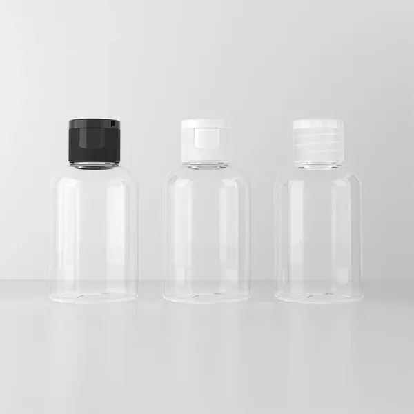 Speicherflaschen 100pcs 50 ml leer klare Plastik -Pet -Flasche mit Flip -Kappe zum Reisen Shampoo Shoaer Gel Flüssigseife Kosmetische Verpackung Kosmetische Verpackung