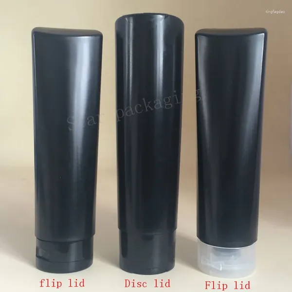 Garrafas de armazenamento 20 pc 300 ml tubo macio de plástico de loção preta para cosméticos cuidados com a pele creme embalagem 10oz pe recipiente de aperto com tampa flip