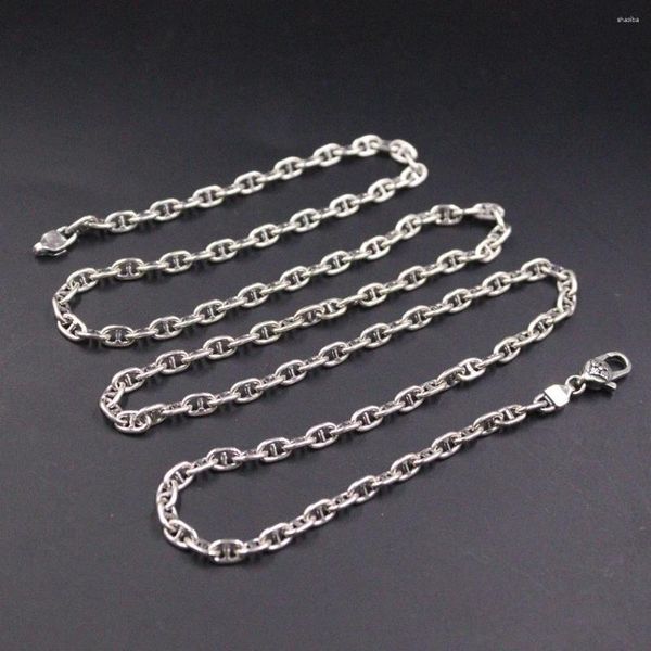 Catene Collana in vero argento sterling 925 per donna Catena di ancoraggio 3,5 mm Larghezza uomo 24 pollici L