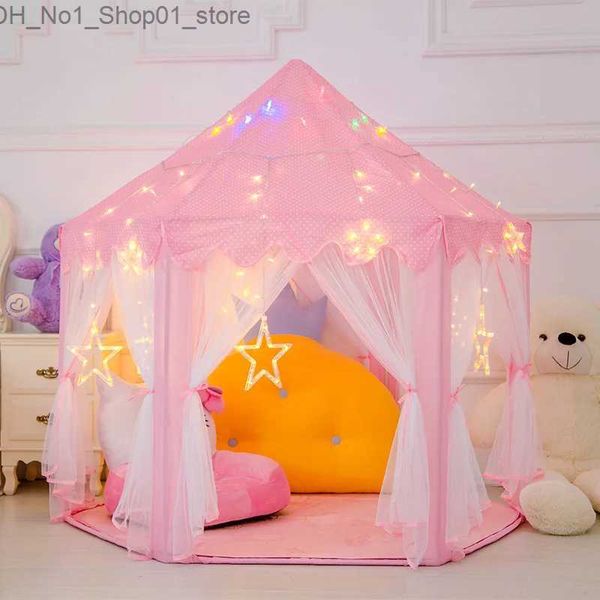 Barracas de brinquedo quintal crianças tenda menina princesa rosa castelo tendas dobrável jogar tenda lodge crianças bolas piscina brinquedo playhouse para crianças presente de natal q231220