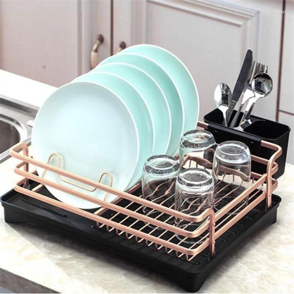 Кухонные тарелки для хранения мисок Органайзер Алюминиевая сушилка для посуды Держатель для слива раковины
