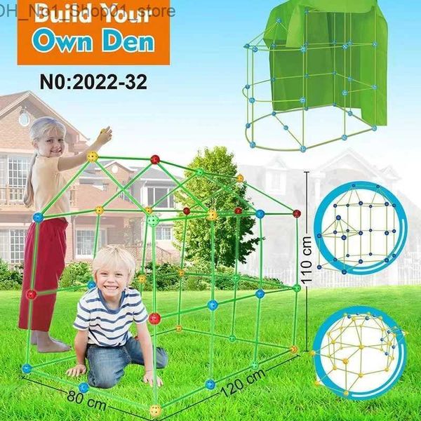 Игрушечные палатки строительство замков туннели палатки Diy Tent Kids Construction Toys Kit 3D Play House Toys для рождественских подарков Q231220