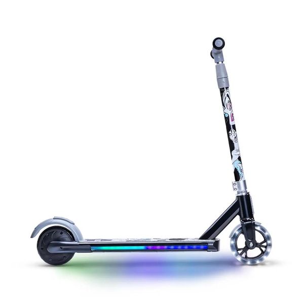 Scooters Vilões Crianças Scooter Elétrica 7 milhas por hora 4 milhas Alcance máximo 60 Watts Motor LightUp Deck Altura ajustável Guiador Idades 8