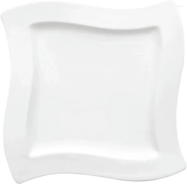 Teller Boch Wave Quadratischer Salatteller 9,5 in Weiß