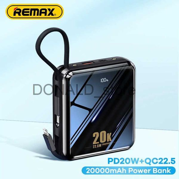 Handy-Powerbanks Remax QC 22,5 W Mini-Powerbank 20000 mAh 10000 mAh für iPhone Huawei Xiaomi PD 20 W Schnellladung externer Akku eingebaut in 3 Kabel J231220