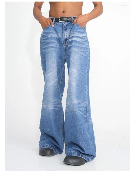 Jeans da uomo Uomini e donne retrò sono gli stessi giovani larghi Y2K Blu Casual Modelli a gamba larga 2024