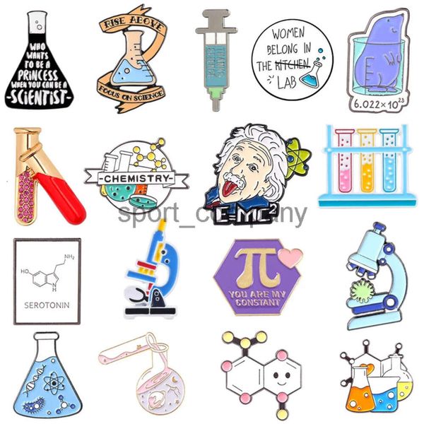 Scienze creative art smalto per spilla provetta dna microscopio formula chimica badge metall badge punk per pins chimico regalo di gioielli chimici