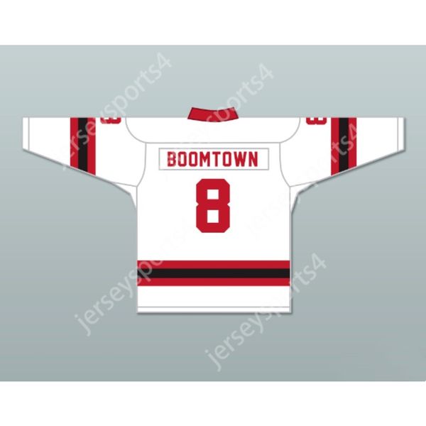 Özel Beyaz Boomtown 8 LetterKenny İrlanda Alternatif Hokey Jersey Yeni Üst Düzeyli S-M-L-M-L-XL-XXL-3XL-4XL-5XL-6XL