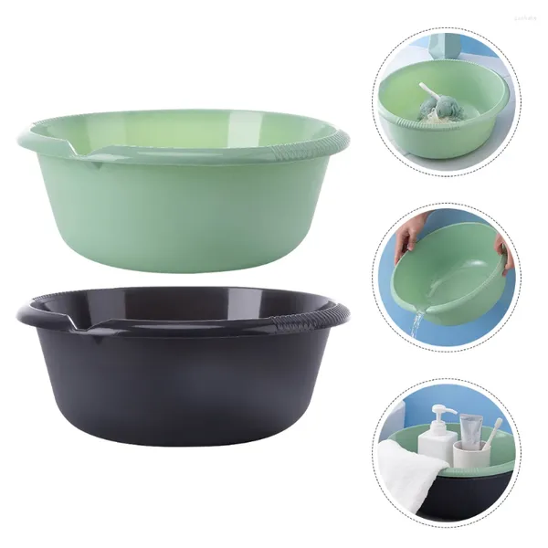 Set di accessori per il bagno 2 pezzi Lavabo in plastica per il viso Vasca per la casa Detergente per piatti Ciotola rotonda Lavello da cucina per vestiti Bagno