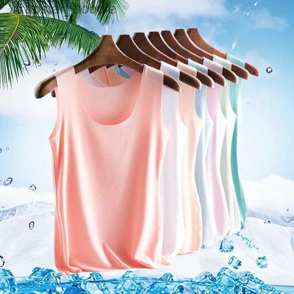 Damen Tanks Camis Neue Sommer Eis Seide Tops Für Frauen 2023 Kühlende Sleless Tops Weste Tank Tops Dünne Dünne Nahtlose T-shirts Bottoming Unterhemd L231220