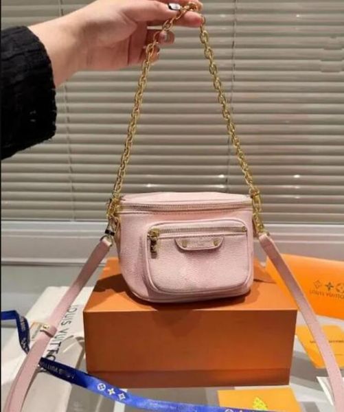 M82208 MINI BUMBAG CHEIRO SUMPLA SUMPELA BANDO BANDO BANDO SACA DE CISTÃO Mens Fanny Pack Pink Designer Pochette Crossbody Sacos de ombro de couro Crossbody