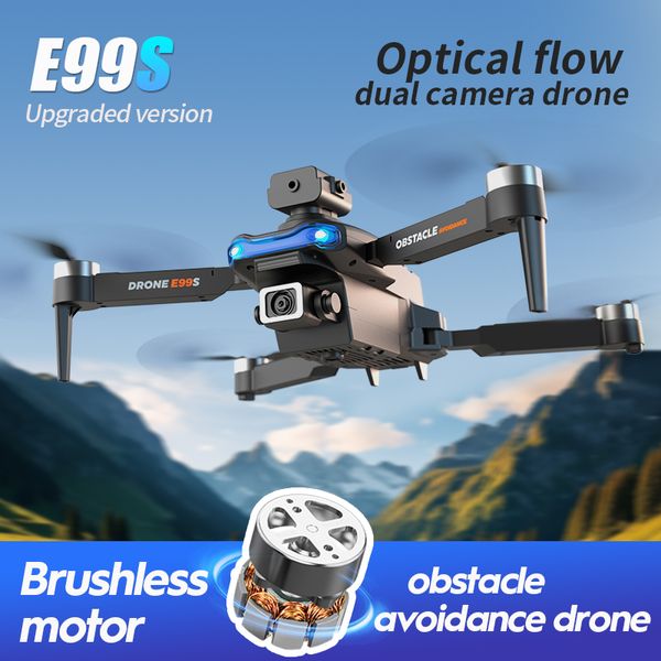 E99S Motore Brushless Drone HD Doppia Fotocamera WiFi Controllo Remoto Flusso Ottico In Bilico Quadrocopter Modalità Senza Testa 2.4G Pieghevole FPV Droni Giocattolo Regali