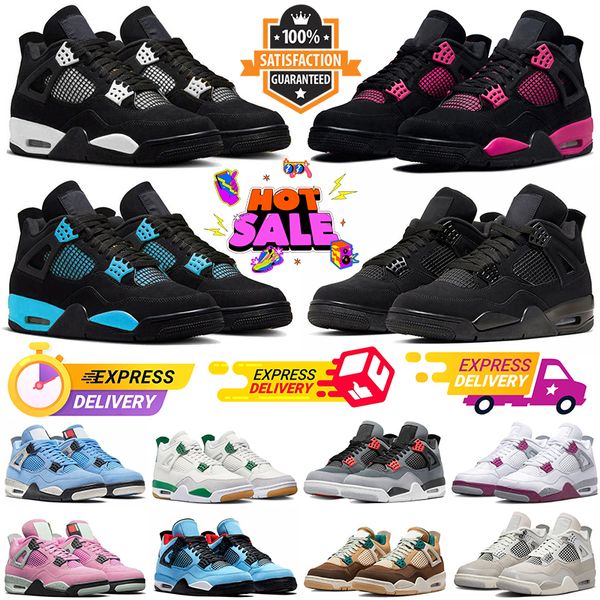 Pink Thunder 4 Basketball Shoes Homens Mulheres Jumpman 4s Black Cat Frozen Moments Pine Green Infravermelho Militar Black Blue Thunder Neon Mens Tênis ao ar livre tênis ao ar livre