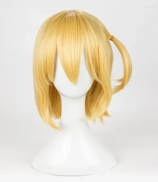 Partyzubehör Haikyuu!! Hitoka Yachi Perücke Cosplay kurzes goldenes Haar ohne Kappe