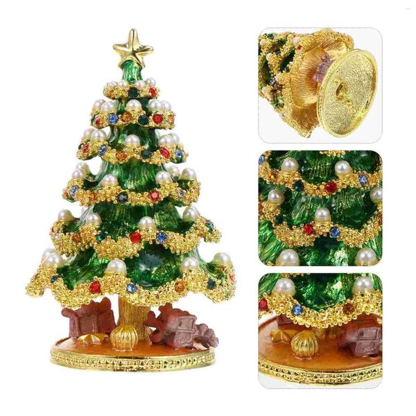 Decorações de natal árvore caixa de jóias casa adorno bandeja de armazenamento artesanato decoração de mesa brincos adorável caso titular bin natal requintado