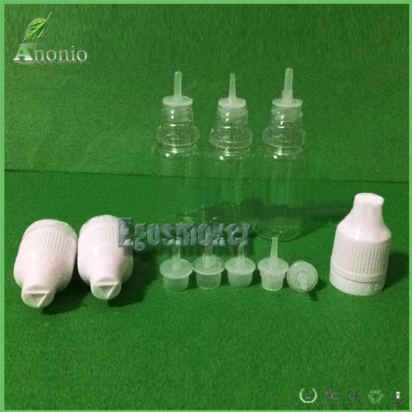 Bottiglia con contagocce in plastica a prova di bambino da 5 ml 10 ml 15 ml 20 ml 30 ml 50 ml Bottiglia con tappo antimanomissione trasparente Bottiglia di liquido E per sigaretta elettronica Em291m