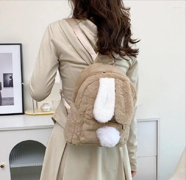 Okul Çantaları Varış Kadınlar Moda Güzel Peluş Sırt Çantası Kızlar İçin Büyük Kapasite Çantası Günlük Seyahat Omuz Sırt Çantaları