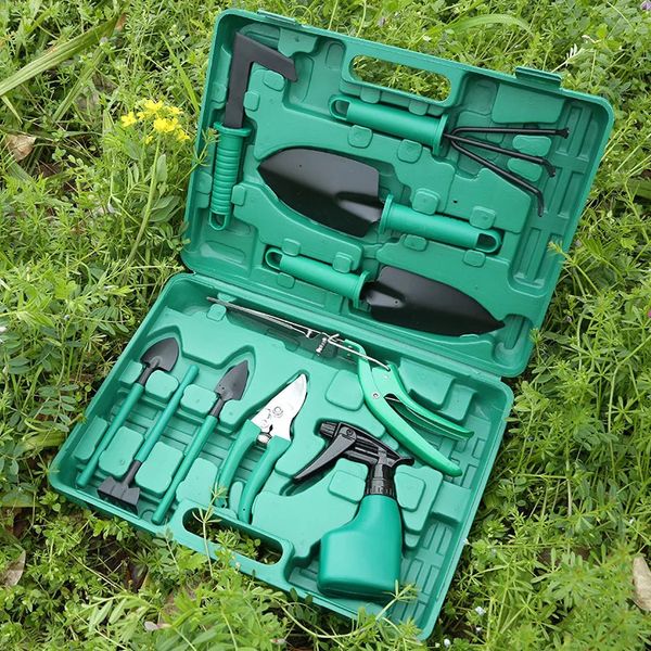 Pflanzgefäße, Töpfe, zehnteiliges Gartengeräte-Set, Gartenutensilien, Schaufel, Rechen, Schere, Gießkanne, Mehrzweckzubehör, zehnteilig, G 231219