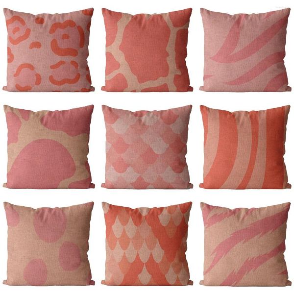 Cojine Pink Zebra Leopard 45 x 45 cm Kissen Animal Print Leinen Sofa Taillenbezug Überwurf Kissenbezug Büro Home Decor Case Cojine