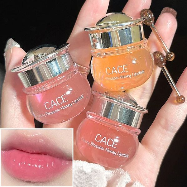 Lip Plumper Moisturizing Balm Mask Lippenpflege Make-up Honey Peach Anti Cracking Fades Lines Lippenstifte Base Jelly 231219