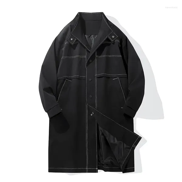 Casacos de Trench Masculinos 2023 Inverno Windbreaker Estilo Britânico Comprimento Médio Casual Casaco Solto