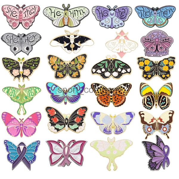 Schöne Schmetterling Emaille Brosche Mondmotte Hexe blenden Augen Insekt Love Fairy Butterfly Metal Badge Punk Lapel Pin Schmuck Geschenk