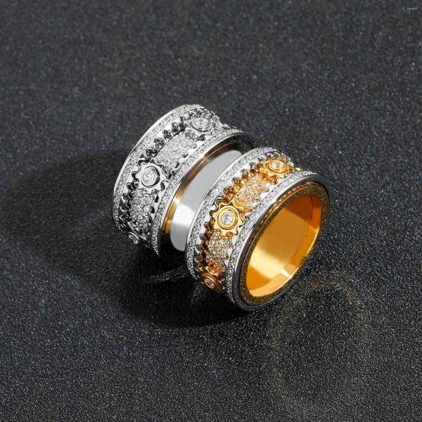 Anéis de cluster 3 cores engrenagem transbordo extrator estilo anel de latão hip hop jóias br072