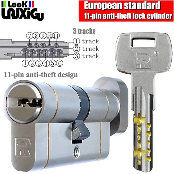 Fechaduras de porta padrão europeu de alta qualidade, cilindro de fechadura, porta de entrada, cilindro externo, 11 pinos, antifurto 231219
