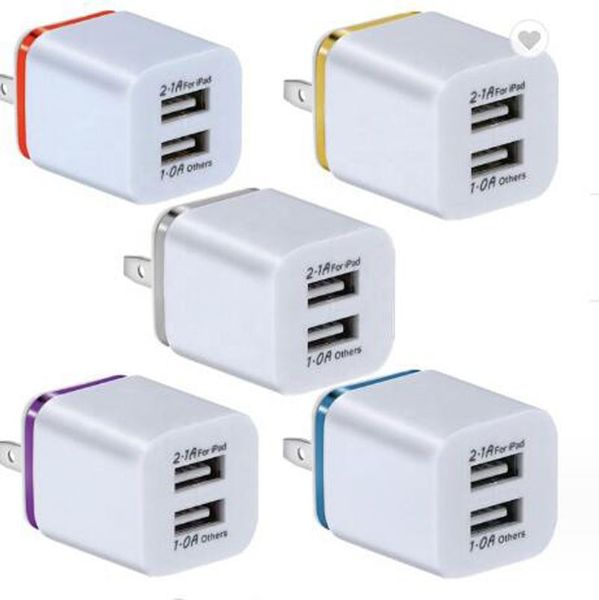 Carregador de parede de alta velocidade 5V 2.1A Adaptador de alimentação USB duplo com 2 portas para iPhone 7 8 plus x 11 12 13 14 15 samsung xiaomi lg telefone móvel inteligente plugue americano