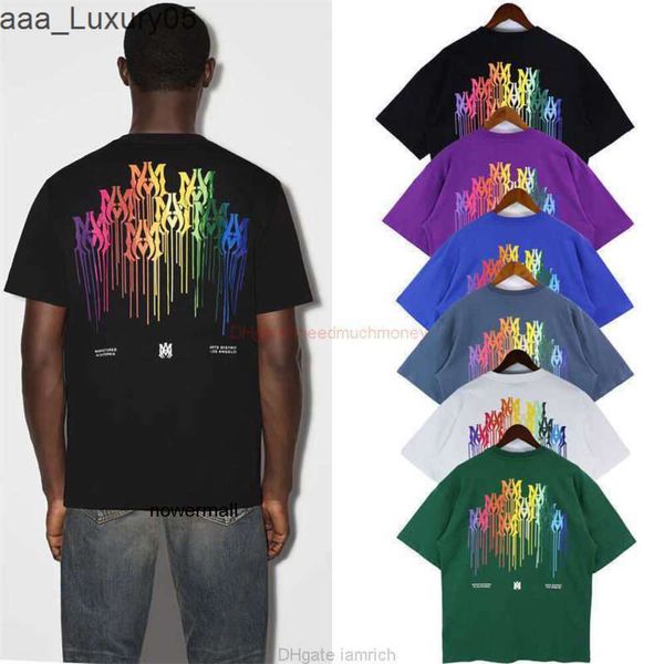 es Männer am Amari es fließen Amirl Frauen Luxusdesigner Amiries Modekleidung Am Tees T -Shirt Amis Bunte Speckle Graffiti Imiri Amiiri Farbe Kurzarm Roun chwn