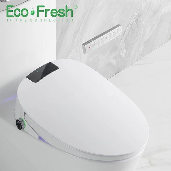 Sedili WC EcoFresh Sedile WC intelligente Copri bidet elettrico Bidet intelligente calore pulito asciutto Massaggio cura per bambina donna vecchia 231219