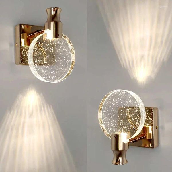 Lampada da parete Nordic Crystal Sconce Light Soggiorno moderno Home Decor per interni Bubble Mirror Corridoio Corridoio Illuminazione del corridoio