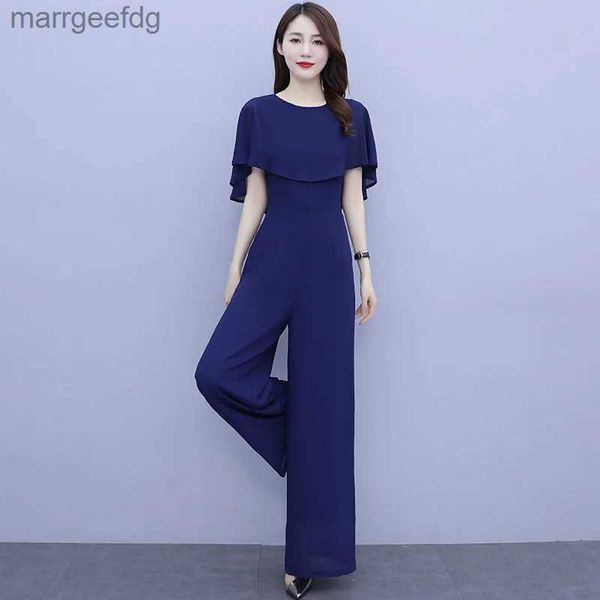 Le tute da donna si muovono da donna Summer Draped Studite pantaloni a gamba pantaloni lunghi pantaloni palazzo Ladiesuit tute tute turisci a colore corto a colore corto Età YQ231220