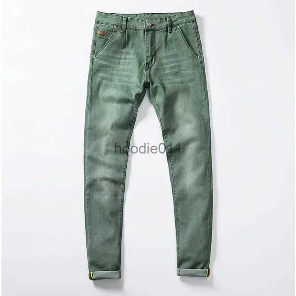 Jeans masculinos 2020 recém-moda jeans masculinos slim fit elástico lápis calças cáqui azul verde cor algodão marca jeans clássicos homens jeans skinny l231220