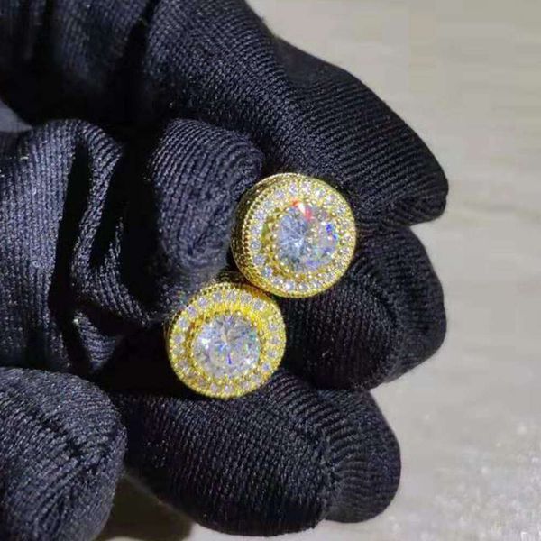 Серьги Shiney CZ высокого качества с покрытием из желтого и белого золота, сверкающие серьги CZ, круглые, золотые, серебряные, с имитацией бриллиантов, серьги для мужчин и женщин, серьги brincos