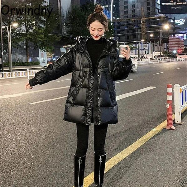 Kadın trençkotları moda kış ceketleri kadın ofis bayan giyim siyah haki gevşek parkas dış giyim pamuklu yastıklı sıcak ceket kadın